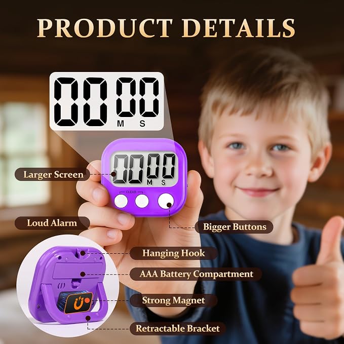 24 Pack Digital Kitchen Timer Small Classroom Timers for Kids Teachers (Blue&Purple)