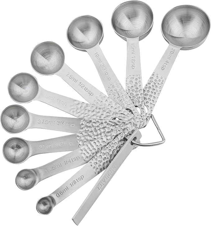 Measuring Cups and Spoons set, 18/8 Stainless Steel Measuring Cups and Spoons, Metal Measuring Tools for Kitchen & Baking, Metric & US Measure Cups and Spoons Set for Dry & Liquid
