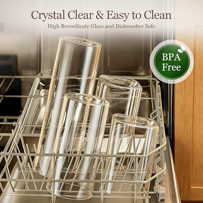 ComSaf Glass Storage Containers with Lids, Set of 6 Jars (0.6Qt/1Qt/1.5Qt) | Glass Pantry Storage Containers, Pantry Organization, BPA Free, Kitchen Canisters, Dry Food Flour Cereal Sugar Tea Coffee