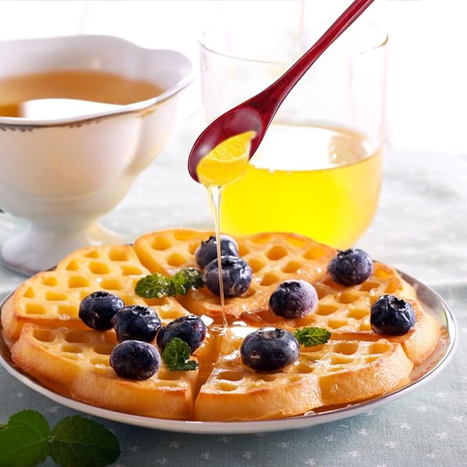 JIEYAO 6 Pcs 13 Inch Long Handle Wooden Spoon for Cooking, Wood Mixing Tasting Tea Spoons Long Honey Stirrer Vintage Utensils Coffee Cocktail for Kitchen