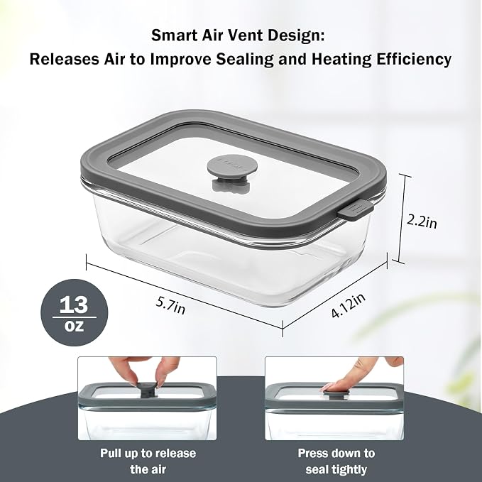 10 Pack 13oz Small Glass Meal Prep Containers with Glass Lids | 1.5 Cup Glass Food Storage Containers with Glass Lids, Airtight Lunch Containers for Microwave, Oven, Freezer and Dishwasher