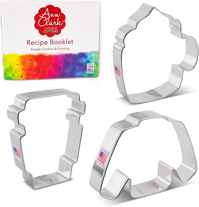 Ann Clark Cozy Winter Cookie Cutters 3-Pc Set (Coffee Mug, Latte Cup, Sweater) Made in USA
