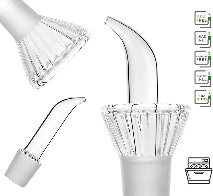 8oz/240ml Olive Oil Bottle Dispenser/Glass Cruet with DRIPLESS POUR SPOUT for Kitchen and BBQ