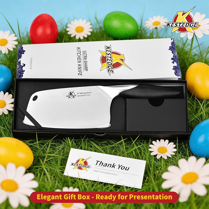 6 Inch Meat Cleaver 9Cr18MoV Steel Lightweight for Small Hands | 9Cr18MoV steel cleaver Forward-balanced lightweight design Textured non-slip handle for small hands and seniors