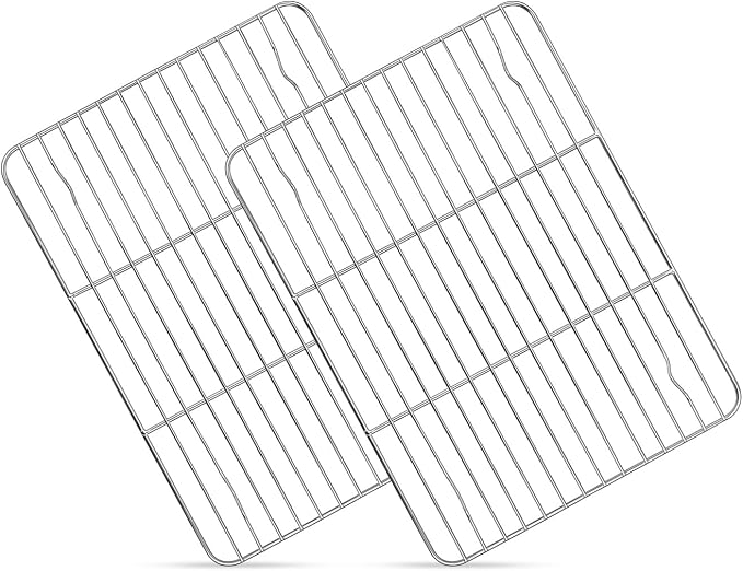 Homikit 2 Pack Small Baking Cooling Racks, 9.7 * 7.5 Inch Stainless Steel Wire Rack for Cooking Roasting Grilling, Fit for Toaster Oven Pan, Non-toxic & Heavy-Duty