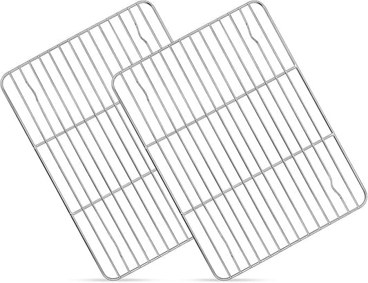 Homikit 2 Pack Small Baking Cooling Racks, 9.7 * 7.5 Inch Stainless Steel Wire Rack for Cooking Roasting Grilling, Fit for Toaster Oven Pan, Non-toxic & Heavy-Duty