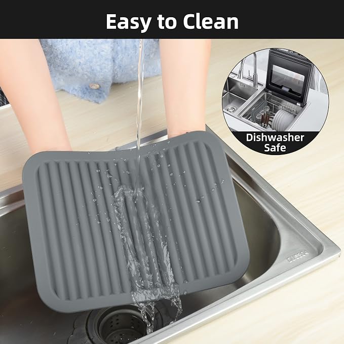 Silicone Trivets for Hot Dishes, Pots & Pans, Hot Pads for Kitchen, Trivets for Quartz Countertops, Hot Pads Silicone Mats for Kitchen Counter,Pot Holders Trivet Mat Set 2, Dark Grey