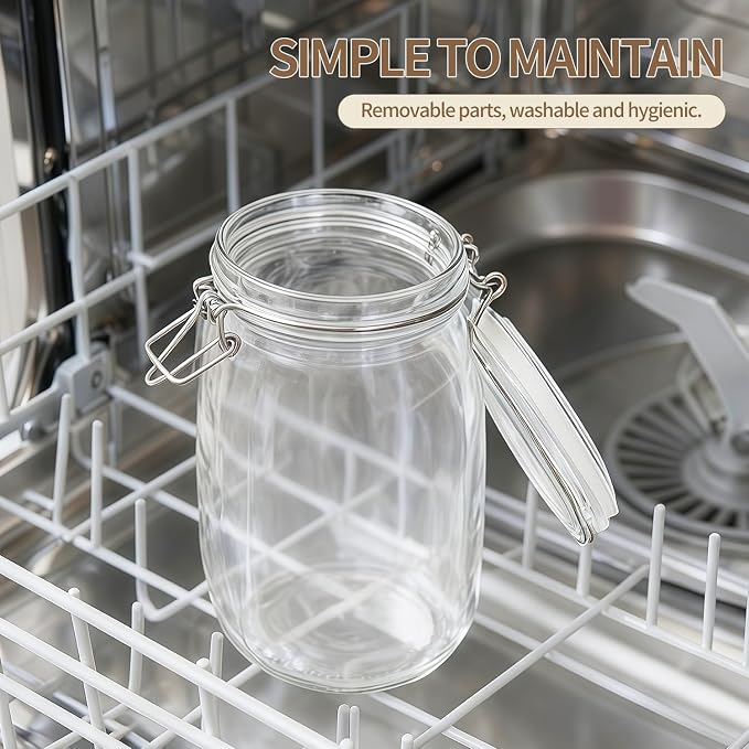 ODBCYWM 10oz Glass Food Storage Jars with Airtight Lids, Set of 8 – Clear Preserving Seal Wire Clip Fastening Canisters for Kitchen Canning, Flour, Cereal, Pasta, Sugar, Beans, Pickling Jars (10oz×8)
