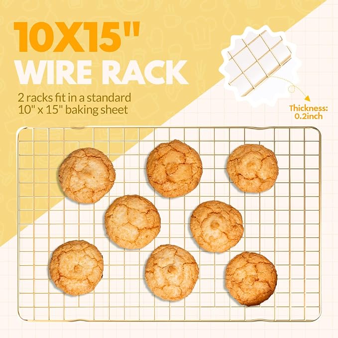2 PCS Cooling Racks for Cooking and Baking, 15x10 Inches Stainless Steel Cooling Rack, Sheet Pan with Wire Rack for Baking Sheet, Bacon Rack Oven Safe Fits Jelly Roll Sheet Pan