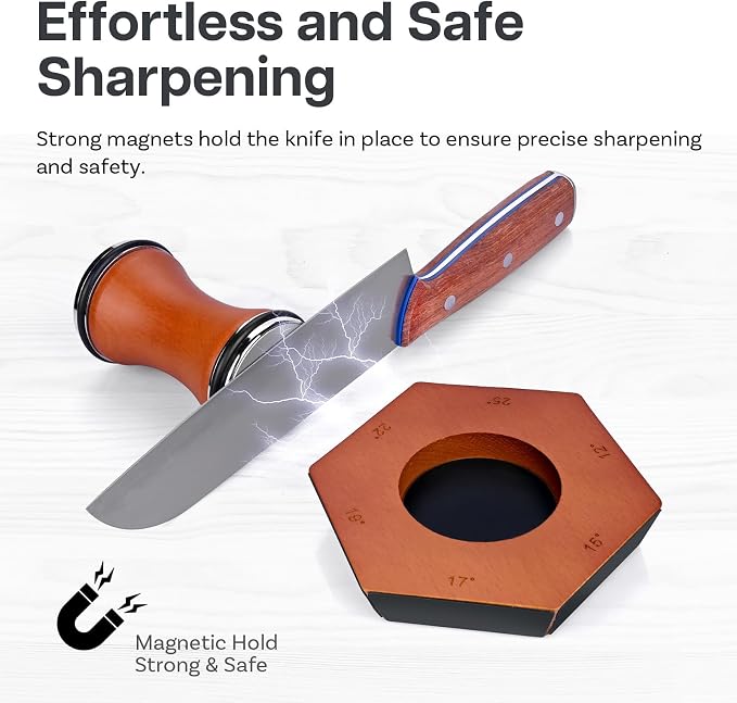 Rolling Knife Sharpener by MMOBIEL – 6 Magnetic Angles (12°, 15°, 17°, 19°, 22°, 25°) – Kitchen Knife Sharpener – Sharpening Kit with Magnetic Diamond Grinding Discs – Gifts for Men & Women