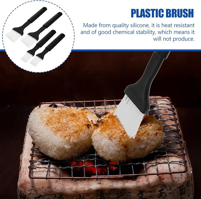 Luxshiny Bbq Brush Set 4Pcs Nylon Basting Brush with Comfortable Grip Plastic for Cooking Baking Roasting and Grilling Heat Resistant Dishwasher Safe 8.07 in