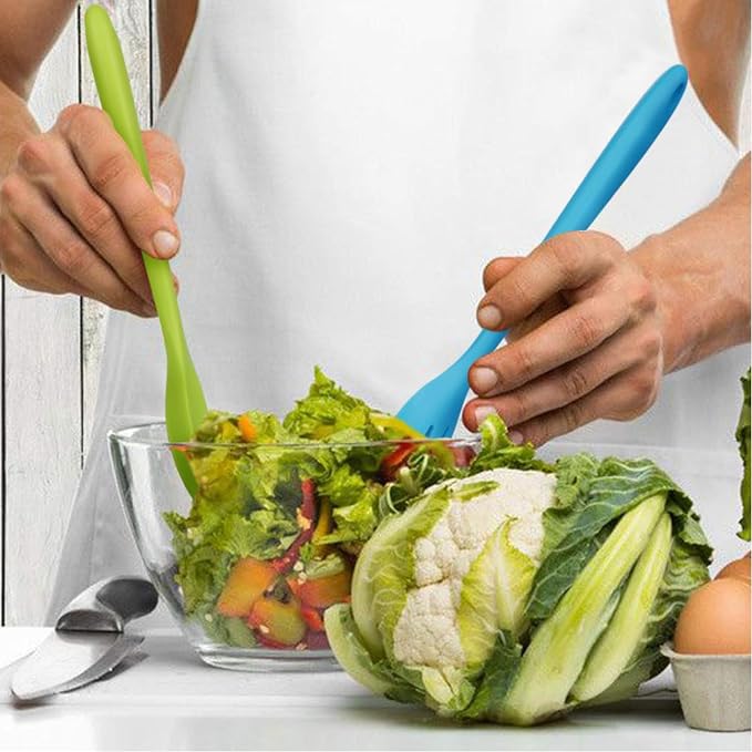 4 Pieces Silicone Slotted Spoons,Nonstick Mixing Serving Spoons for Kitchen Cooking Bake Stir Draining Tool