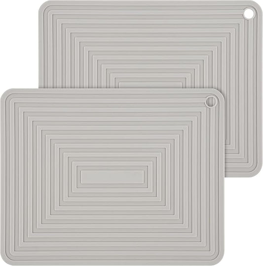 Trivets for Hot Pots and Pans-Trivets for Hot Dishes-Silicone Heat Resistant Mat for Countertops, Kitchen Small Dish Drying Mat, Silicone Pot Holders-Hot Pads for Kitchen Set 2 Light Grey