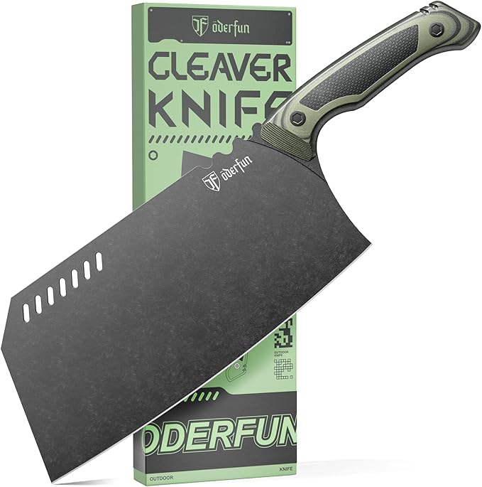 Meat Cleaver Butcher Knife 9 Inch, Bone Chopper,G10 Non-Slip Handle | Ultra Sharp Stainless Steel Blade, Full-Tang, Heavy Duty Meat Vegetable Cutting Knife for Home Kitchen and Outdoor Cooking