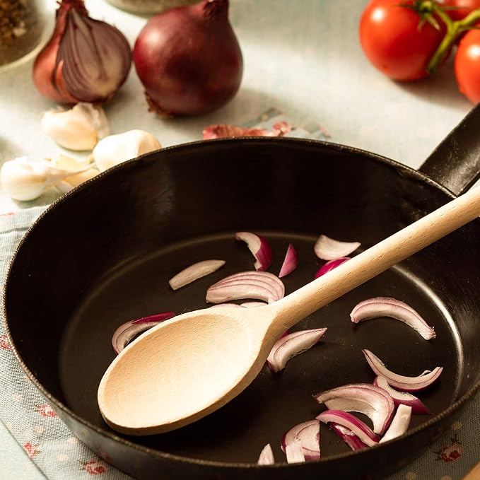 Mr.Woodware 16 Inch Wooden Spoons for Cooking - Set of 3 Long Handle Oval Wooden Spoon for Mixing, Stirring, Tasting - Kitchen Wooden Utensils For Cooking and Crafts, Personalized Wood Burning