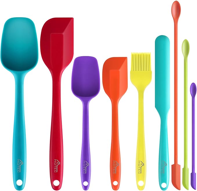 Hotec 5 pieces Silicone Basting Pastry Brushes +Hotec 9pieces Silicone Spatulas Non stick High Heat Resistant