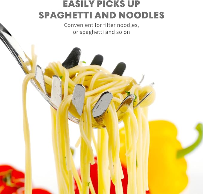Alipis Stainless Steel Spaghetti Spoon Server 9.44In Pasta Serving Utensil with Comfortable Handle for Noodles Eggs Dumplings - Kitchen Tool for Home and Restaurant