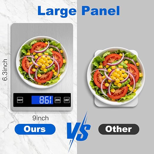 Food Scale, Digital Kitchen Scale for Kitchen 1g Precision, 22lb | Tare Function, Backlit LCD, Incloud Batteries 304 Stainless Steel 5 Units (g/kg/lb:oz/ml/fl.oz) For Baking Cooking Prep