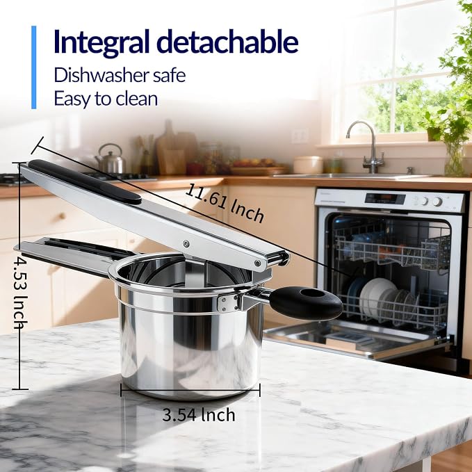 SPEENSUN Potato Ricer,15oz Stainless Steel Ricer for Mashed Potatoes | Heavy Duty Fixed Disc Potato Press with Silicone Handle, Makes Fluffy Mashed Potatoes, Also Works as A Spaetzle Maker