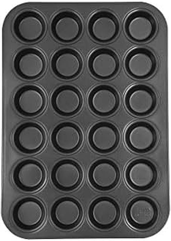 Chicago Metallic 24 Cup Mini Muffin Pan, Nonstick Heavy-Gauge Carbon Steel Cupcake Tin for Even Baking - Dishwasher Safe, 2-Inch Cups for Bite-Size Treats, Egg Bites, Quiches and More