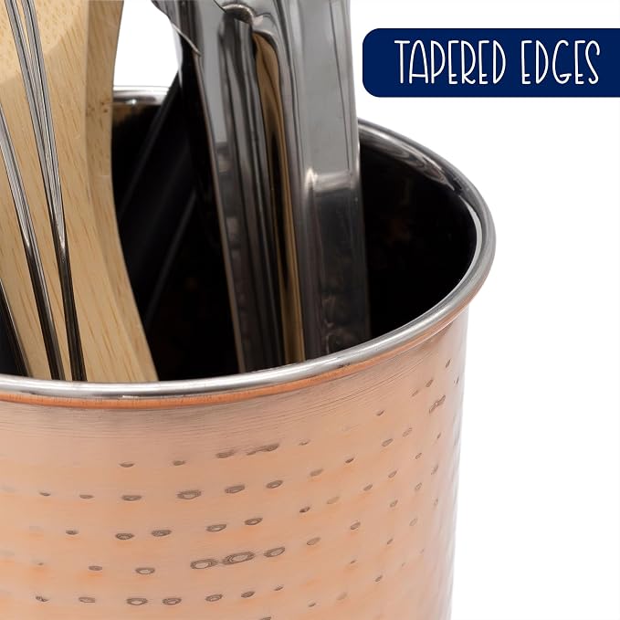 Darware Copper Coated Kitchen Utensil Holder / 7-Inch Tool Caddy, Store All Your Wooden Spoons, Spatulas, & More