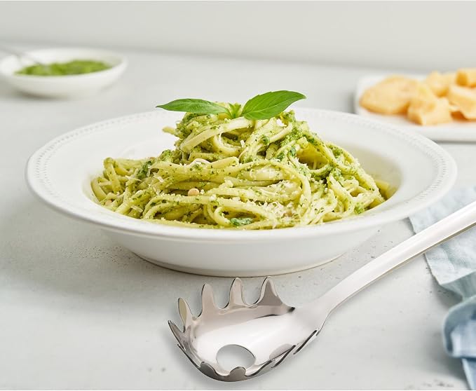 HIC Kitchen Spaghetti Ladle and Pasta Server with Long Handle, 18/8 Stainless Steel, 13-Inch