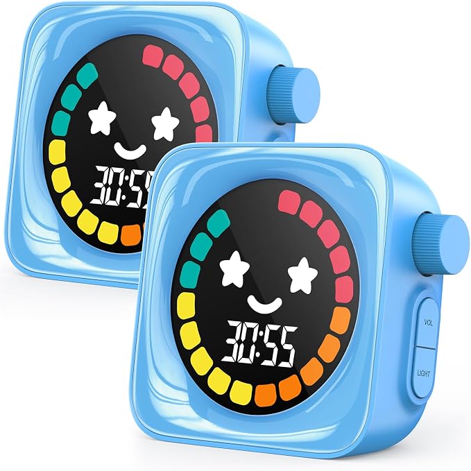 Visual Timers for Kids, 99 Minute Digital Cute Kids Visual Timer Classroom Timer for Homeschool Supplies Study Teaching Time Management Tool Countdown Productivity Timer, Blue, Colorful Dispaly