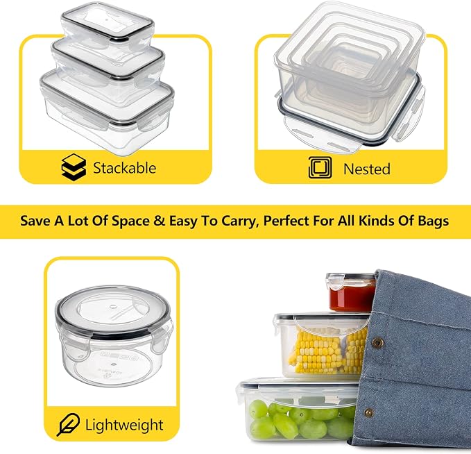 34 PCS Food Storage Containers Set with Airtight Lids (17 Lids &17 Containers) - BPA-Free Plastic Food Container for Kitchen Storage Organization, Fruit Meal-prep Containers with Labels & Marker | (17 Lids &17 Containers) - Food Container for Kitchen S...