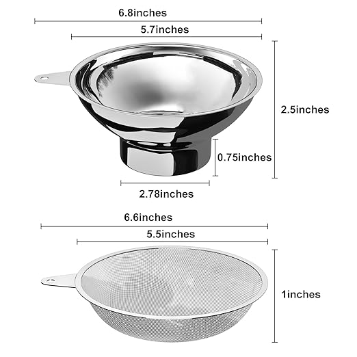 Serinar Canning Funnel with Stainless Steel Filter for Wide Mouth Mason Jars - Kitchen Filling Stainless Steel Wide Mouth Funnel（for Wide Mouth Mason Jars）