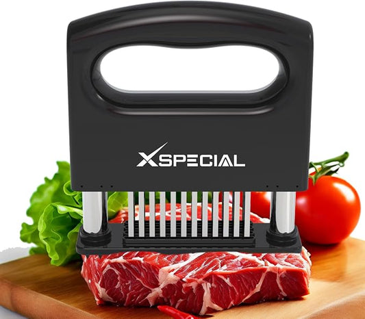 XSpecial Mini-Deluxe Meat Tenderizer 48 Blade Stainless Steel - Kitchen Cooking Gadgets Tools with Ultra Sharp Needle That Makes Steak & Chicken Tender - No More Hammer, Meat Pounder Or Mallet