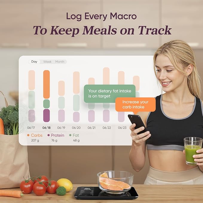 Cosori Smart Food Scale with Nutritional Calculator, USB Rechargeable, 11lb | AI Food Scan, Barcode Scan, 50 Food Preload, Free APP with 19 Nutrients, Calorie & Macro Tracking for Weight Loss