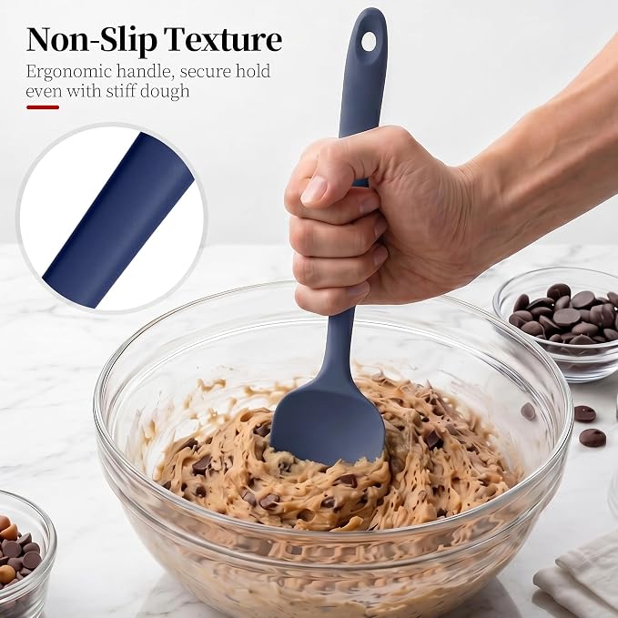600ºF Heat Resistant Cooking Silicone Spoon Spatula, Midnight Blue | High Heat Food Safe Seamless Kitchen Spoonula Scraper for Baking Mixing Scraping Stirring Egg Nonstick Cookware Pan Bowl