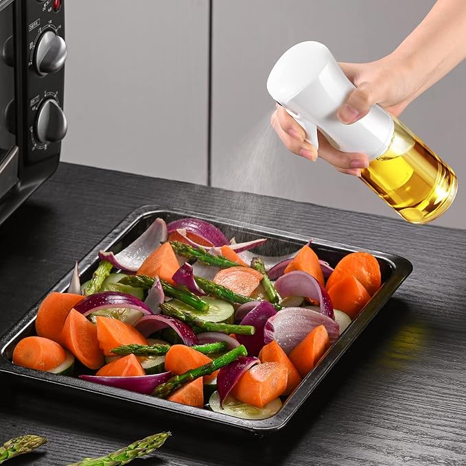 Oilve Oil Sprayer for Cooking - Glass Bottle Spray - 6.7 fl.oz | Fine Mist Mister for Air Fryer, Salad & BBQ Refillable Oil Dispenser for Healthy Meal Prep & Kitchen Organization