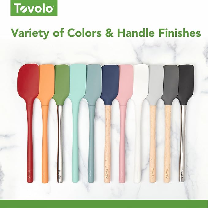 Tovolo Flex Core 5 Piece Silicone Spatula Set Heat Resistant All Silicone Utensils Include Non Stick Spatula Spoonula Jar Scraper, Dishwasher Safe BPA Free Spatulas for Baking Mixing, Deep Indigo