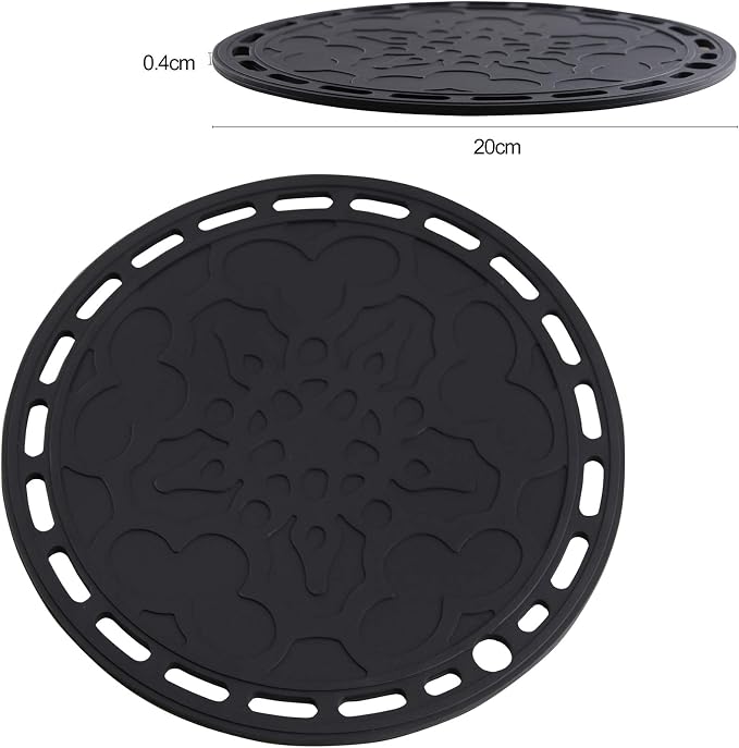 Silicone Trivet Mat Big Round Silicone Pot Holder Hot Pads and Trivets for Hot Dishes and Hot Pots, Hot Mats for Countertops, Tables, Spoon Rest Small Place Mats Set of 3 Color Black