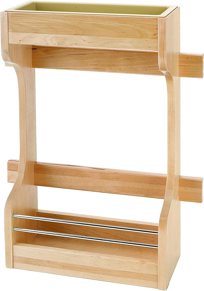 Rev-A-Shelf Dual Shelf Under Sink Organizer for Kitchen and Bathroom Cabinets, 36" Sink Base Vanity Storage, Inside Door Mount, Maple Wood, 4SBSU-18