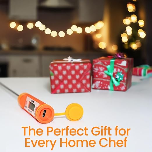 AI Bluetooth Candy & Meat Thermometer with HB Negative LCD, Smart Alerts via App (Type-C Rechargeable) Digital Instant Reading for Candy, BBQ, Deep Frying, & Liquids, 8" Long Probe,CT200-BT