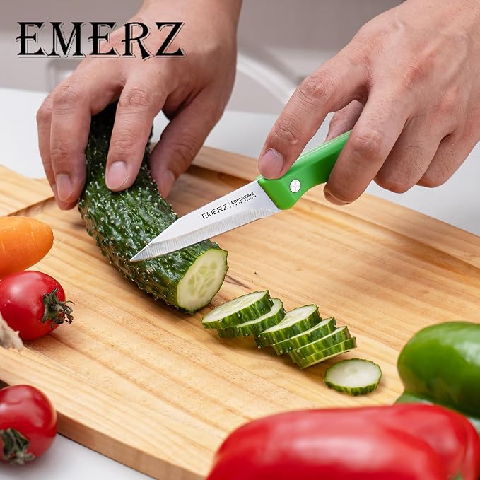 Paring Knife Set of 4, Stainless Steel Paring Knives,3.5inch,Ergonomic Plastic Triple Rivet Handle,Sharp Small Kitchen Knife for Peeling Coring Cutting,Colorful Parers for Fruit&Vegetable
