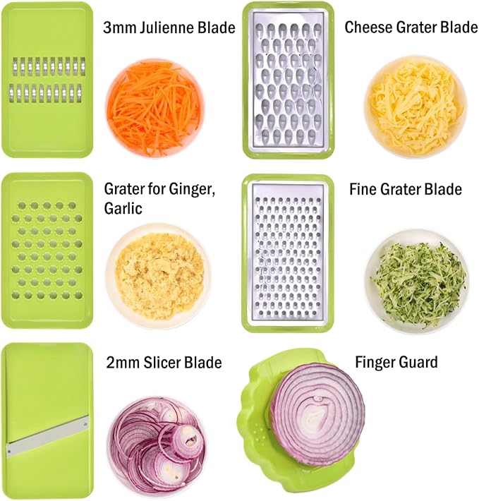 NACOLUS Cheese Grater with Container,5 In 1 Vegetable Slicer,Multi Purpose Graters for Kitchen, Easy to Clean Box Grater with Handle,Stainless Steel Cheese Shredder,Julienne Slicer