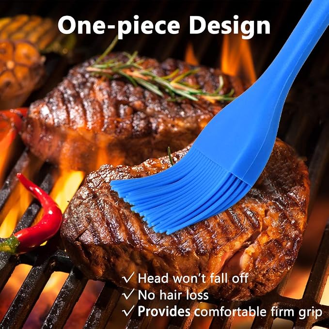 Hhyn Silicone Basting Brush Set 6 Pack, 2 Large & 4 Small | Heat Resistant Pastry Brushes Spread Oil Butter Sauce for BBQ Grill Barbeque Kitchen Baking Cooking Pastries