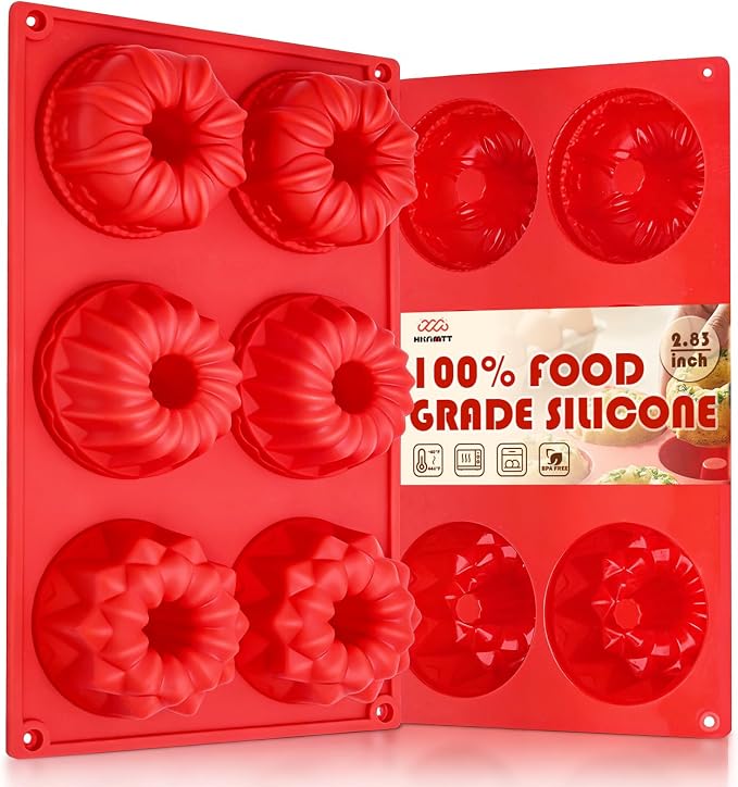 HKNMTT 2Pcs Mini Buntz Cake Pan 6-Cavity Non Stick Baking Molds 3 Shaped | Food-Grade & BPA Free Silicone, Oven Safe, for Baking Cakes, Jelly, Brownie