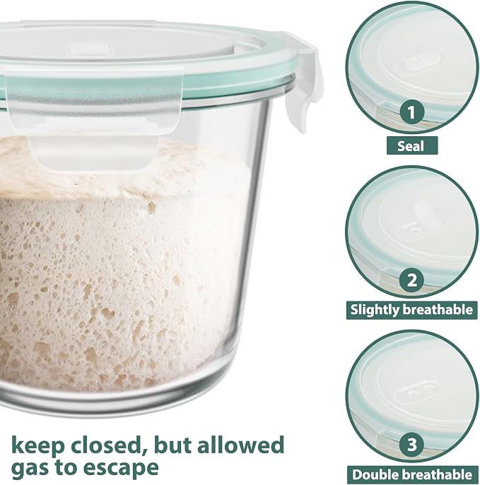 3 Cup/23oz Meal Prep Containers With Lids, Sourdough Starter Jar, 4 Pack | Borosilicate Glass, Food Storage, Airtight, Heat-Resistant, BPA-Free, Microwave Oven Dishwasher Freezer Safe