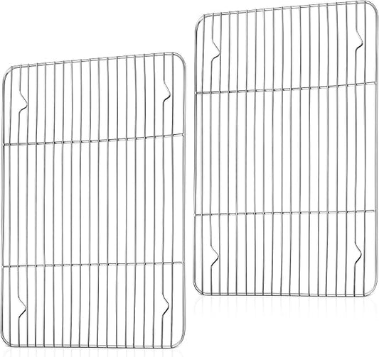 TeamFar Cooling Rack, 15.3” x 11.1” Stainless Steel Wire Baking Rack for Cooking Roasting Grilling, Fit for Oven Pan, Oven & Dishwasher Safe, Non-toxic & Heavy-Duty, 2PCS