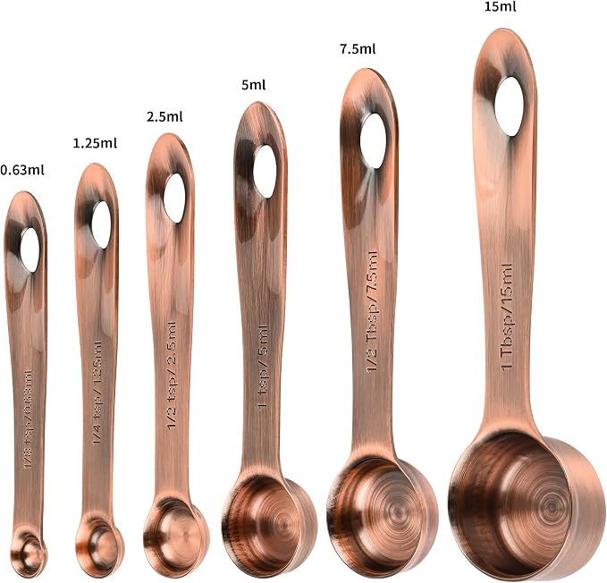 Copper Measuring Cups and Spoons Set, Stainless Steel Measuring Cups and Spoons Set, 5 Metal Measuring cups & 6 Baking Measuring Spoons, Imperial & Metric Measuring Tools Set 11