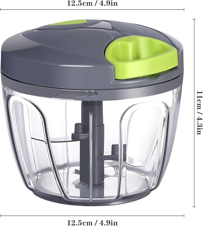 Cambom Manual Food Chopper Vegetable Cutter, Hand String Vegetable Chopper Onions Cutter for Vegetable Fruits Nuts BPA Free Food Safe Material, 650ml Gray