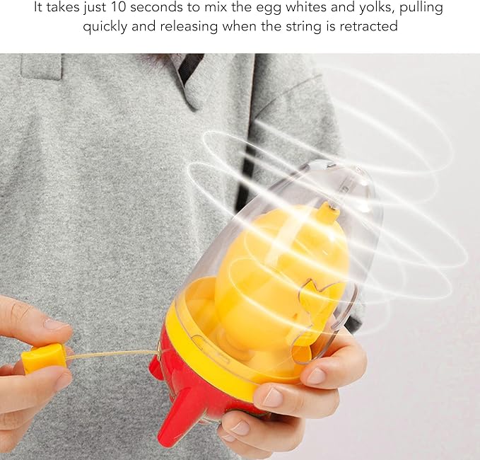 Golden Egg Machine, Egg Yolk & White Mixer - Manual Shaker & Spinner - Pull Rope (Red)