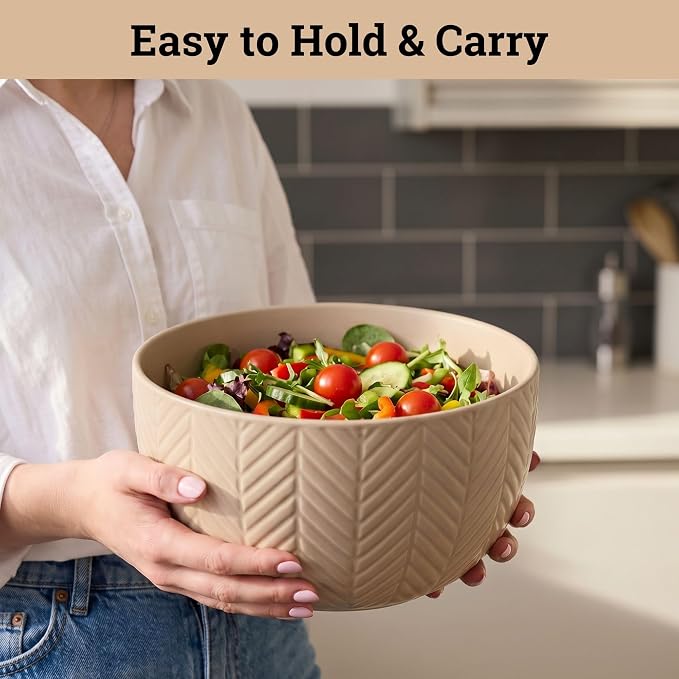 Ceramic Mixing Bowls Set of 4 pcs, Colorful Nesting Bowls 5, 3, 1, 0.5 Qt | Thick, Durable, Scratch Resistant Ceramic, Nesting Set of 4, Dishwasher, Freezer, Microwave, and Oven Safe, Wide Stable Base