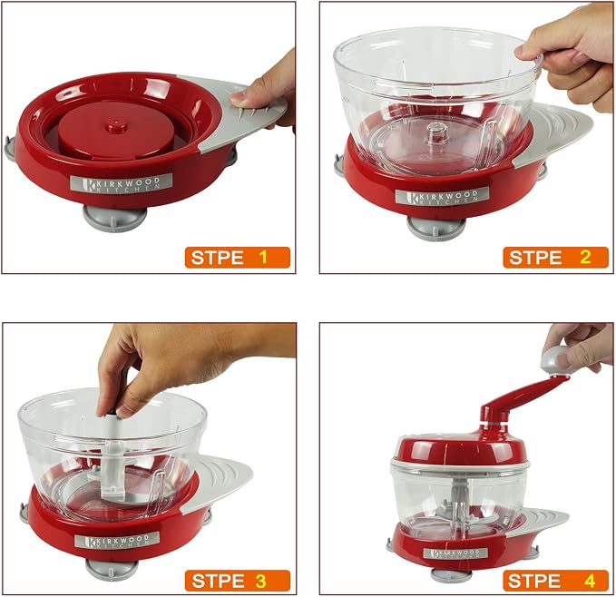 KIRKWOOD KITCHEN Multi-function Manual Food Processor Kitchen Meat Grinder Vegetable Chopper, Slicer Spinner Dicer for Fruits, Herbs, Lettuce, Salad Foods
