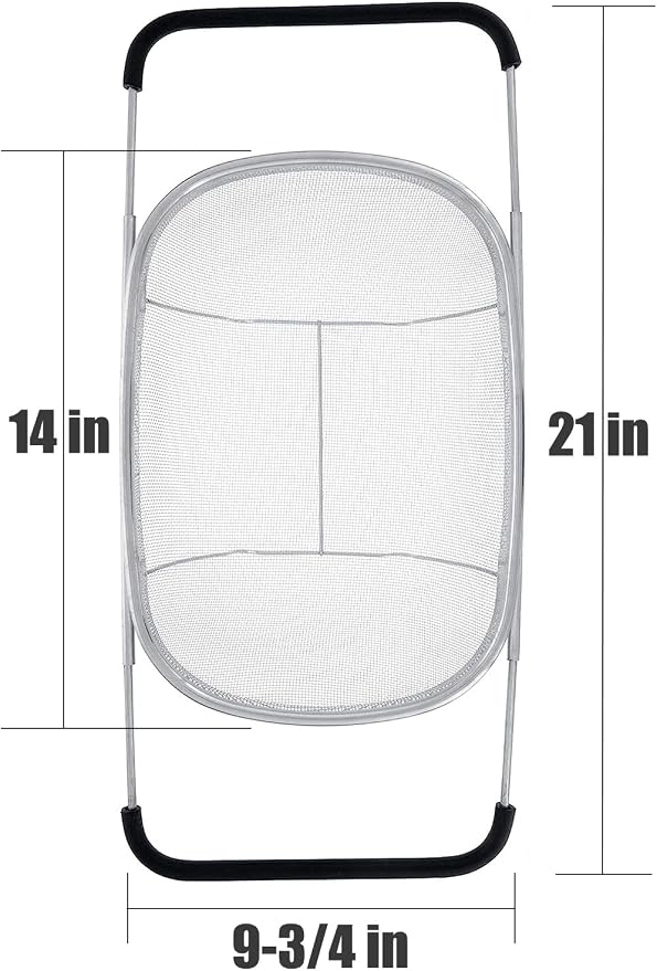 Fine Mesh Colander Over The Sink 6 Quart Stainless Steel Strainer Basket | Expandable Rubber Grip Handles - Strain, Drain, Rinse Fruits, Vegetables
