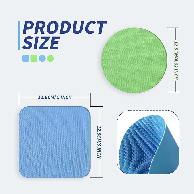 Imeepa 4PCS Rubber Jar Opener Gripper Pads for Seniors (Blue+Green) | Non-Slip Rubber Grips Open Tight Jars Easily. Ideal for Arthritis, Weak Hands. 4-Piece Set, Versatile For Bottles & Cans
